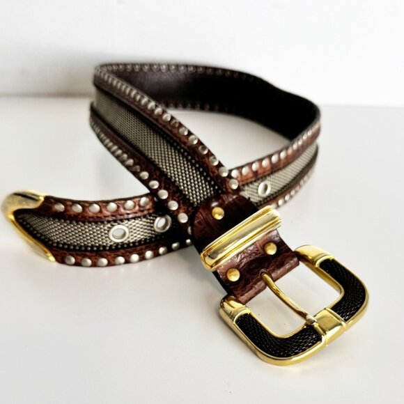 Nanni Made in Italy Leather and Metal Belt 25-29" - Picture 2 of 4